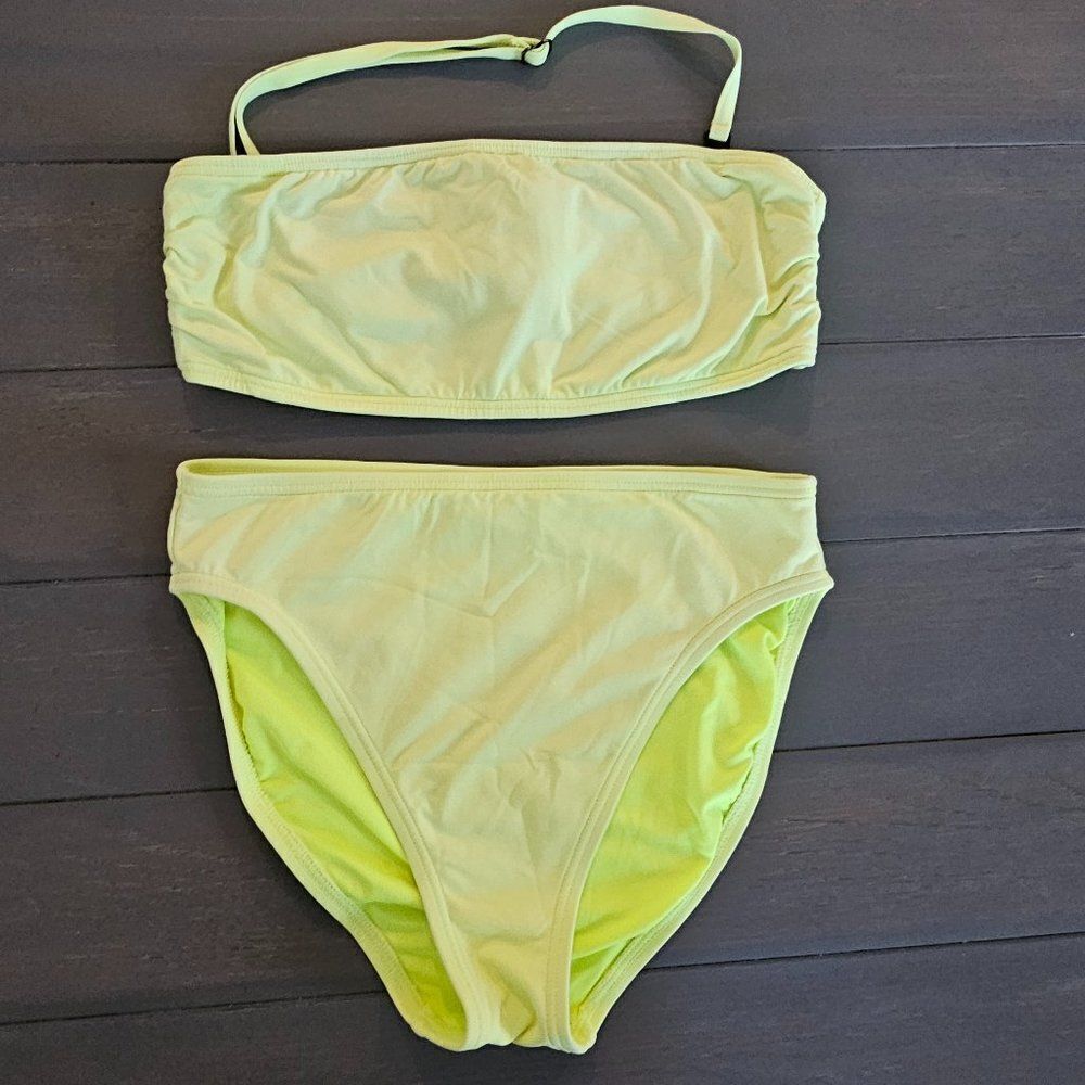 Michael Kors Women's Neon Yellow Bandeau Bikini Top & Bottom Set Size XS